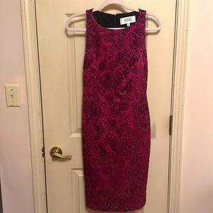 Badgley Mischka Magenta Rose Bodycon Cocktail Dress Size 6.